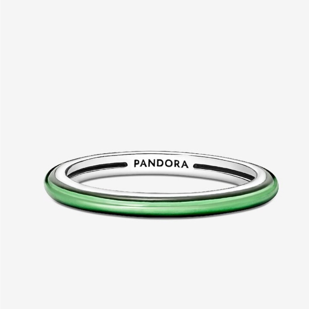 Pandora Silver Ring with Green Enamel